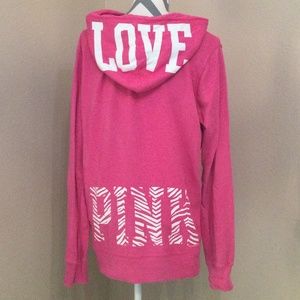 Victoria’s Secret Hot Pink Zebra Love Zipper Hoodie - Size Large